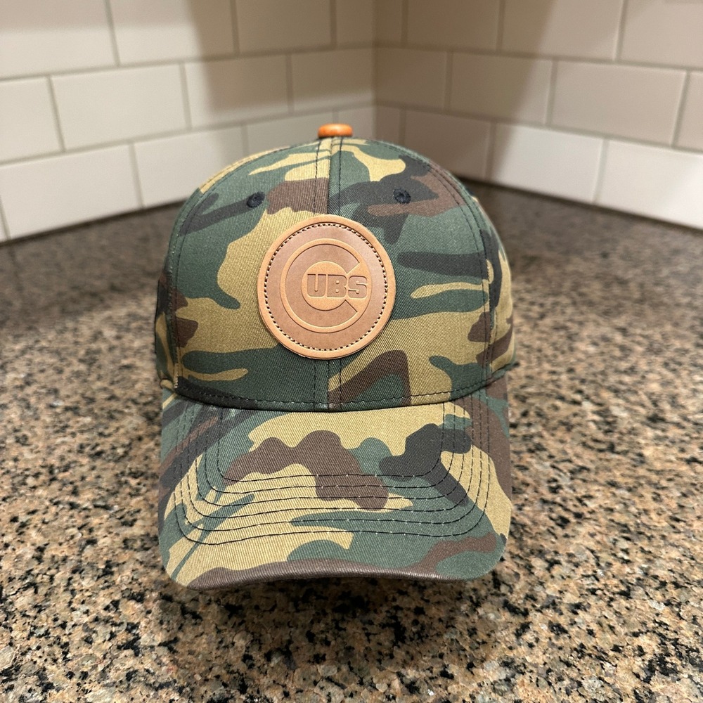Chicago Cubs Melonwear Camo Baseball Cap Hat Leather Strap Back Woodland